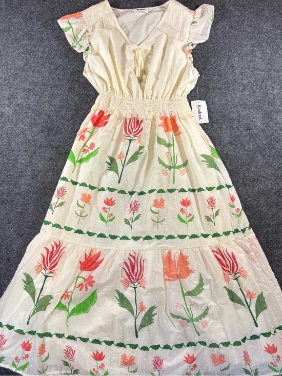 Anthropologie Dresses & Skirts - Anthropologie Kindred Cottage Core Midi Dress Size XL Floral Swiss Dot Smocked